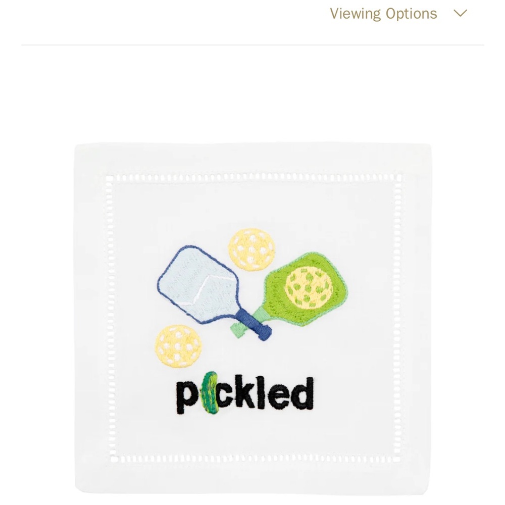 NWT August Morgan PICKLED Cocktail Napkins, Set of 4. Pickleball Gift.
